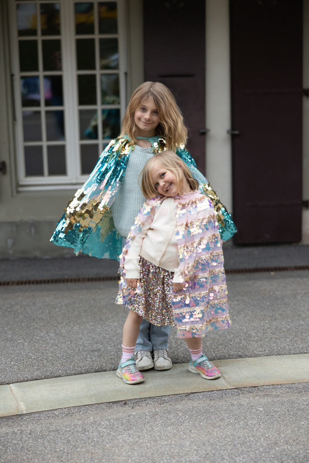 The 5th Avenue Paillette Cape, Gold/Light Pink