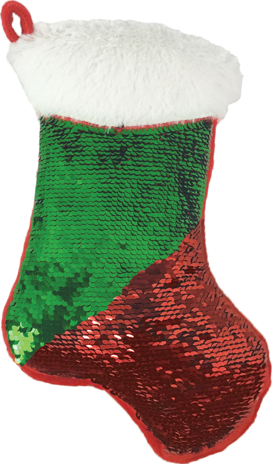 Mini Red Reversible Sequin Stocking Storage Pillow