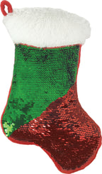 Mini Red Reversible Sequin Stocking Storage Pillow