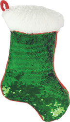 Mini Red Reversible Sequin Stocking Storage Pillow