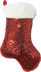 Mini Red Reversible Sequin Stocking Storage Pillow