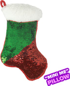 Mini Red Reversible Sequin Stocking Storage Pillow