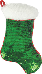 Mini Red Reversible Sequin Stocking Storage Pillow