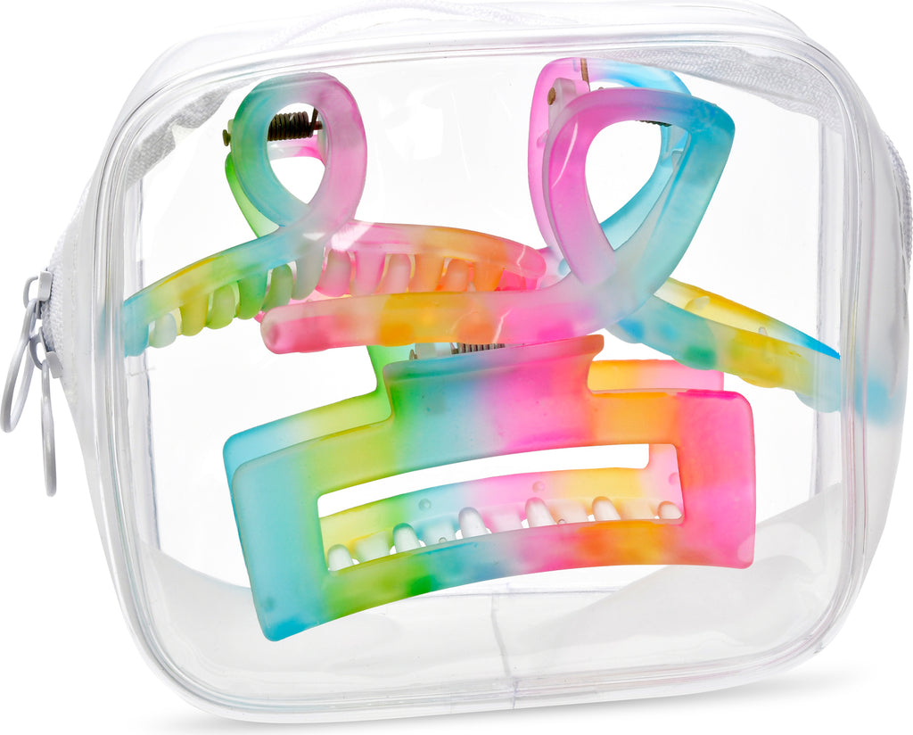 3 Pack Rainbow Clips In Reusable Pouch