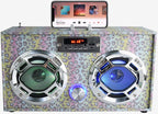 Bluetooth FM Radio W LED Speakers Leopard Glitter Boombox