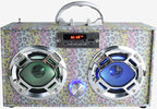 Bluetooth FM Radio W LED Speakers Leopard Glitter Boombox