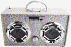 Bluetooth FM Radio W LED Speakers Leopard Glitter Boombox