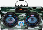 Bluetooth FM Radio W LED Speakers Green Camo Boombox