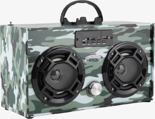 Bluetooth FM Radio W LED Speakers Green Camo Boombox