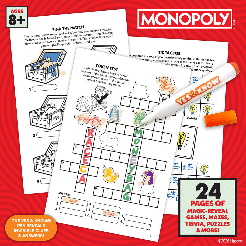 The Original Yes and Know Invisible Ink Trivia Game Books: Monopoly