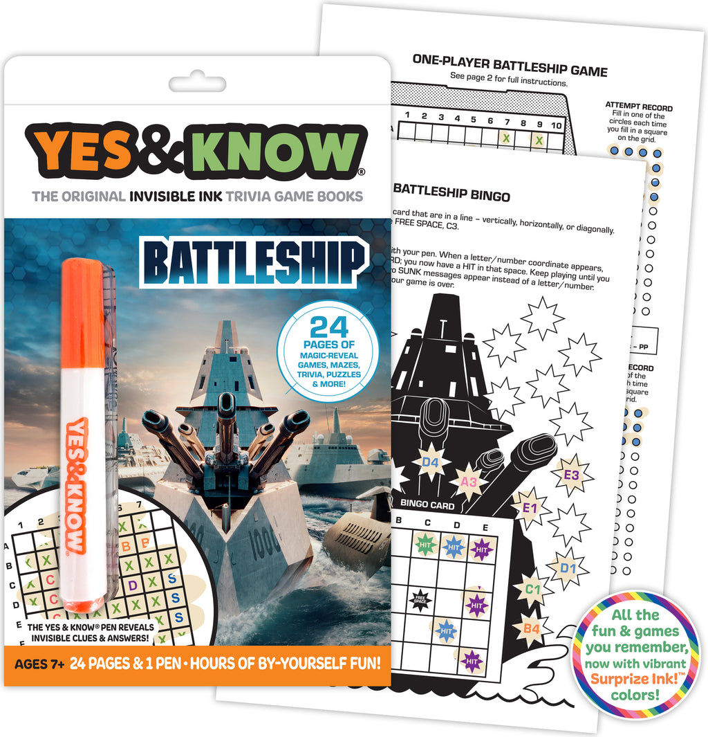 The Original Yes and Know Invisible Ink Trivia Game Books: Battleship